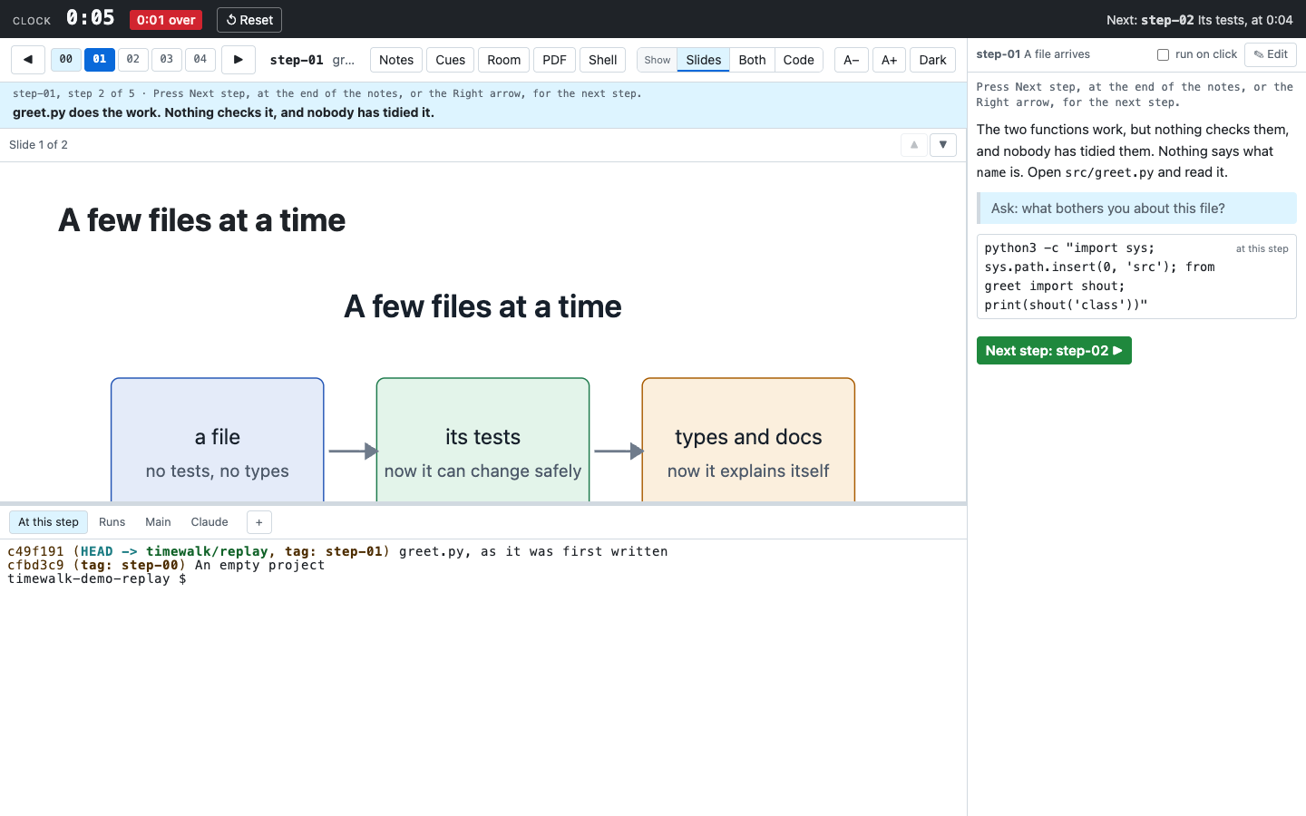 The Slides layout, where the slide fills the page