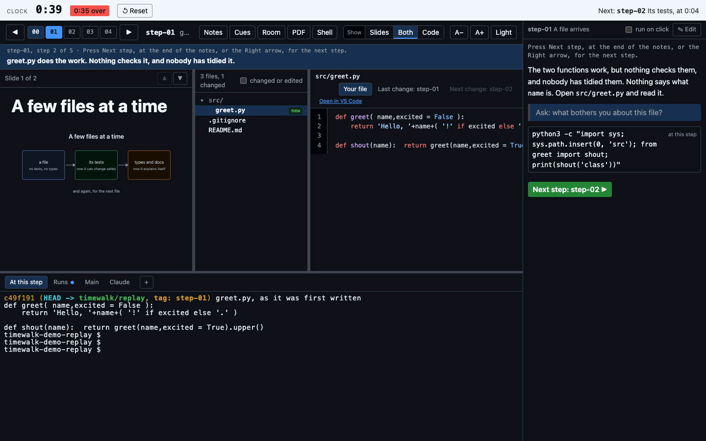The same step in the dark theme